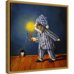 16" X 16" The Night Before Christmas Mouse By Lucia Heffernan Framed Canvas Wall Art - Amanti Art