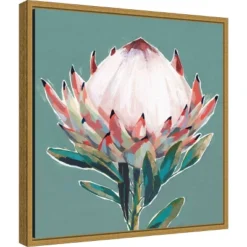 16" X 16" Blooming King Protea By Isabelle Z Framed Canvas Wall Art - Amanti Art