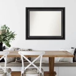 34" X 28" Non-Beveled Grand Black Wall Mirror - Amanti Art -Amanti Art GUEST b5363f33 c767 4a01 9afd 43b3e9f08fbf