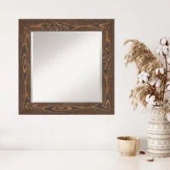 26" X 26" Beveled Bridge Brown Wood Wall Mirror - Amanti Art -Amanti Art GUEST b58df5c9 43bd 4d7a 9e3c ce32682587d9
