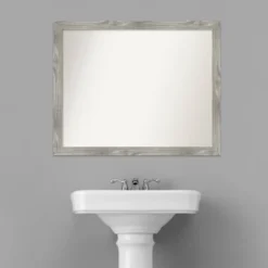 31" X 25" Non-Beveled Dove Square Bathroom Wall Mirror Gray Wash - Amanti Art -Amanti Art GUEST b5e1fa0a 0163 4a81 abfb 976472fb9cd0