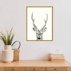 18" X 24" Animal Mug IV Deer By Victoria Borges Framed Canvas Wall Art Gold - Amanti Art -Amanti Art GUEST b5f23188 0f98 4cdc 92c2 99e325418d02