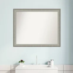 31" X 25" Non-Beveled Elegant Narrow Bathroom Wall Mirror Brushed Pewter - Amanti Art 17 31" X 25" Non-Beveled Elegant Narrow Bathroom Wall Mirror Brushed Pewter - Amanti Art -Amanti Art GUEST b8254bde f4d2 4031 aa1c 60201dd66fd6