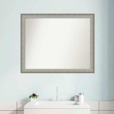 31" X 25" Non-Beveled Elegant Narrow Bathroom Wall Mirror Brushed Pewter - Amanti Art 10 31" X 25" Non-Beveled Elegant Narrow Bathroom Wall Mirror Brushed Pewter - Amanti Art - Image 8