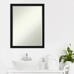 Avon Black Narrow Petite Bevel Bathroom Wall Mirror -Amanti Art GUEST b90d1794 74e2 496b b67f e5de1fa30bd8