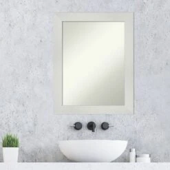 23" X 29" Non-Beveled Mosaic Bathroom Wall Mirror White - Amanti Art -Amanti Art GUEST b90f0df0 39a7 4184 83cc eff3d0d041cb