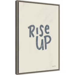 16" X 23" Rise Up II Neutral By Becky Thorns Framed Canvas Wall Art Gray Wash - Amanti Art