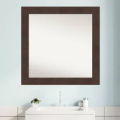 31" X 31" Non-Beveled Wildwood Brown Bathroom Wall Mirror - Amanti Art -Amanti Art GUEST b93b3a15 2442 4d2b a255 3b83c0d7ca3a
