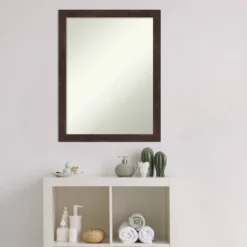 21" X 27" Non-Beveled Fresco Wood Bathroom Wall Mirror Dark Walnut Brown - Amanti Art -Amanti Art GUEST b9f15458 134a 4522 b53d 030393c0789e