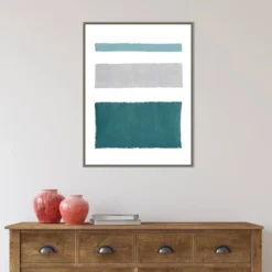 22" X 30" Painted Weaving IV Blue Green By Piper Rhue Framed Canvas Wall Art Gray Wash - Amanti Art -Amanti Art GUEST ba8a95cd edc2 4c10 9646 77d5ee041b7f