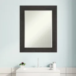 Rustic Plank Petite Bevel Bathroom Wall Mirror -Amanti Art GUEST bb070e1d 626c 4e12 8493 942d5c8445d7