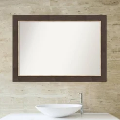 41" X 29" Non-Beveled Lined Bathroom Wall Mirror Bronze - Amanti Art -Amanti Art GUEST bb227110 7b9a 40ae b460 d828e05d3957