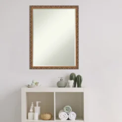 Amanti Art Antique Bronze Petite Bevel Wood Bathroom Wall Mirror 26 X 20 In. -Amanti Art GUEST bc1f3e99 e2d1 4962 a73e 6d56f21cda53