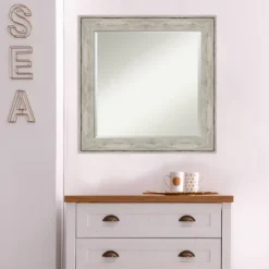 25" X 25" Crackled Metallic Framed Wall Mirror Silver - Amanti Art -Amanti Art GUEST bde4bd6b ab01 45df 9509 28382f52ba04