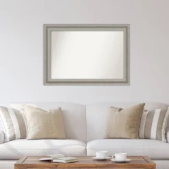 42" X 30" Non-Beveled Parlor Silver Wall Mirror - Amanti Art -Amanti Art GUEST be280363 59d0 46cf 907f 1fbd23fc0883