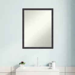 20" X 26" Non-Beveled Scoop Wood Bathroom Wall Mirror Dark Bronze - Amanti Art -Amanti Art GUEST beb9793d ea24 4996 a866 c19461b5c1c6