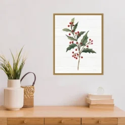 16" X 20" Christmas Moments IV Holly By Silvia Vassileva Framed Canvas Wall Art - Amanti Art -Amanti Art GUEST bf02a66b a2bc 4f2d 9ba8 9dea8571e43c