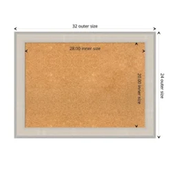 32"x24" Cottage Wood Frame Natural Cork Board White/Silver - Amanti Art: Wall Mounted, Bulletin Display, Office Decor -Amanti Art GUEST bf1ba520 a971 4b97 8c52 9dae5c083030