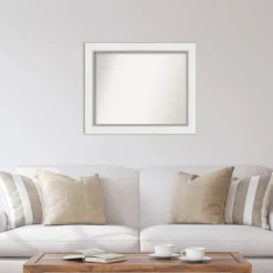 34" X 28" Non-Beveled Eva White Silver Wall Mirror - Amanti Art -Amanti Art GUEST bf7efe10 8fcd 4753 adeb 8d9a319009af