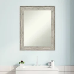 23" X 29" Non-Beveled Crackled Bathroom Wall Mirror Metallic Silver - Amanti Art -Amanti Art GUEST bfe2dcd4 a6f9 4d12 b52a 72544f34b2a8