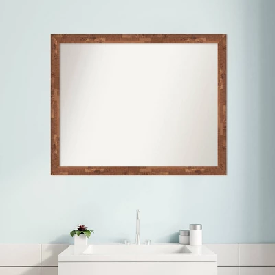 31" X 25" Non-Beveled Fresco Wood Bathroom Wall Mirror Light Pecan Brown - Amanti Art 10 31" X 25" Non-Beveled Fresco Wood Bathroom Wall Mirror Light Pecan Brown - Amanti Art - Image 8