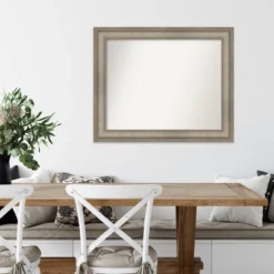34" X 28" Non-Beveled Mezzanine Antique Silver Narrow Wood Wall Mirror - Amanti Art: Includes Mounting Hardware, Spot Clean -Amanti Art GUEST c025e3f8 7a82 44d5 867c a66ff47efc0c