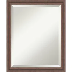 Amanti Art Distressed Rustic Brown Beveled Wood Bathroom Wall Mirror -Amanti Art GUEST c1072977 1ce5 406c 8c9b fd1a82de85f1