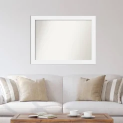 Amanti Art 43" X 32" Non-Beveled Corvino White Wood Wall Mirror : Modern Rectangular Design, Includes Mounting Hardware -Amanti Art GUEST c1150133 7d41 4453 8a0c 4918153411d9