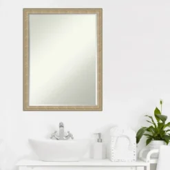 Amanti Art Paris Champagne Petite Bevel Bathroom Wall Mirror 26 X 20 In. -Amanti Art GUEST c1cbdb87 f504 4437 9459 ec32766934c6