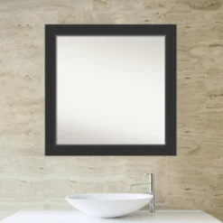 31" X 31" Non-Beveled Corvino Wood Bathroom Wall Mirror Black - Amanti Art -Amanti Art GUEST c20b40f1 744c 4887 937f 9c6b840b929a