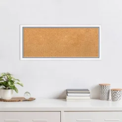 32"x14" Morgan Wood Frame Natural Cork Board White/Blue - Amanti Art: Wall Mount, Bulletin Board, No Choking Hazard -Amanti Art GUEST c3baeae5 30ba 41ee a6d8 e8d8a2237e51