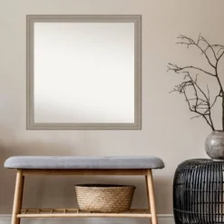 29" X 29" Non-Beveled Curve Gray Wash Wood Wall Mirror - Amanti Art -Amanti Art GUEST c3d7f452 37ee 47b6 b4b2 1a790e1e97e0