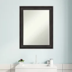 Amanti Art Allure Charcoal Petite Bevel Wood Bathroom Wall Mirror 28.5 X 22.5 In. -Amanti Art GUEST c3fb215e 4017 4186 85ce e3417da36f17