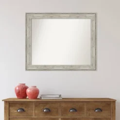 33" X 27" Non-Beveled Crackled Bathroom Wall Mirror Metallic Silver - Amanti Art -Amanti Art GUEST c41eb776 37b6 45f2 b54c 0a0f89f93901