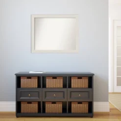 32" X 26" Non-Beveled Rustic Plank White Narrow Bathroom Wall Mirror - Amanti Art -Amanti Art GUEST c484b3f3 0ee6 4fd9 8862 fff8ab30172e