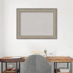 33"x25" Wood Frame Gray Cork Board Fleur Champagne Silver - Amanti Art -Amanti Art GUEST c48c5fd3 499d 4d5f a378 e1ec2b23799c