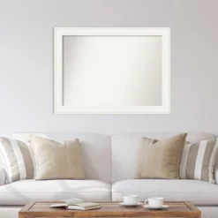 44" X 33" Non-Beveled Ridge White Wall Mirror - Amanti Art -Amanti Art GUEST c5d70dc8 9d90 4191 8701 e0d92442402a