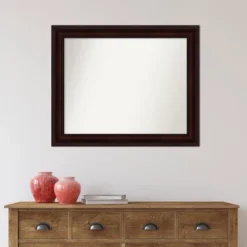 33" X 27" Non-Beveled Bathroom Wall Mirror Coffee Bean Brown - Amanti Art -Amanti Art GUEST c5dfd5b4 95b7 4e6a 8745 cc2464aaa4f4