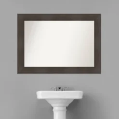 42" X 30" Non-Beveled William Rustic Woodgrain Bathroom Wall Mirror - Amanti Art -Amanti Art GUEST c5dfdeb0 8b4d 4f13 b82a 53b6a83b6bbb