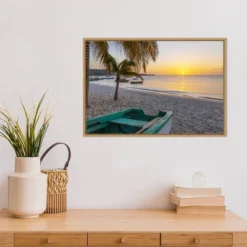 23" X 16" Sunset And Wooden Fishing Boat By Don Paulson Danita Delimont Framed Canvas Wall Art - Amanti Art -Amanti Art GUEST c636dbe7 16d8 4954 aeee 98f3ca405d88