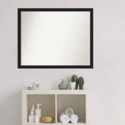 30" X 24" Non-Beveled Grace Narrow Bathroom Wall Mirror Brushed Metallic Black - Amanti Art -Amanti Art GUEST c6ac0950 8047 4862 8b5e ff9ae75a902c