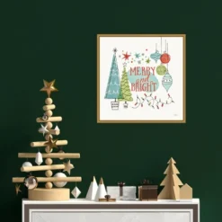 16" X 16" Merry And Bright Christmas Tree Square By Janelle Penner Framed Canvas Wall Art - Amanti Art -Amanti Art GUEST c73fdb83 14f2 473d 9953 5324da49992f