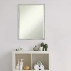 Amanti Art Shiplap White Narrow Petite Bevel Wood Bathroom Wall Mirror 25 X 19 In. -Amanti Art GUEST c8dbcbe9 7034 4840 a895 243a7470d162