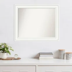 33" X 27" Non-Beveled Craftsman White Wood Wall Mirror - Amanti Art -Amanti Art GUEST c988700c a433 49c3 bd9e 874bac973305