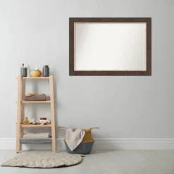 41" X 29" Non-Beveled Lined Bathroom Wall Mirror Bronze - Amanti Art -Amanti Art GUEST ca5d0247 2f8c 4e3c a897 a5e4a86d9b75