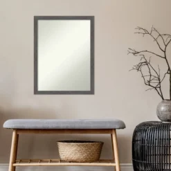 20" X 26" Non-Beveled Pinstripe Plank Gray Thin Wall Mirror - Amanti Art -Amanti Art GUEST cbf9bc8c 08fc 44be 8de1 1b97cc66e0bc