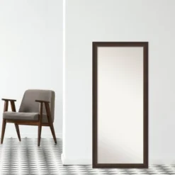 29" X 65" Non-Beveled Lara Bronze Wood Full Length Floor Leaner Mirror - Amanti Art -Amanti Art GUEST cd70c009 a61f 4447 9a23 8cb2c2c37f54