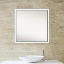 28"x28" Non-Beveled Morgan Wood Bathroom Wall Mirror White/Blue - Amanti Art: Square, Modern, Wall Mount 17 28"x28" Non-Beveled Morgan Wood Bathroom Wall Mirror White/Blue - Amanti Art: Square, Modern, Wall Mount -Amanti Art GUEST cdca55b8 af66 4eb1 8c53 56a32fdb834e
