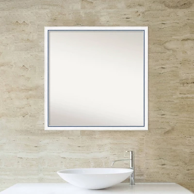 28"x28" Non-Beveled Morgan Wood Bathroom Wall Mirror White/Blue - Amanti Art: Square, Modern, Wall Mount 10 28"x28" Non-Beveled Morgan Wood Bathroom Wall Mirror White/Blue - Amanti Art: Square, Modern, Wall Mount - Image 8