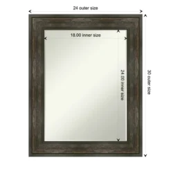 Amanti Art Rail Rustic Char Petite Bevel Bathroom Wall Mirror 29.75 X 23.75 In. -Amanti Art GUEST ce96bacc 36b2 451c a194 1cf649a87200